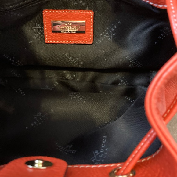 NWT A.Bellucci, Rich Mandarin Orange Colored Bag. 100% Full grain LEATHER! NEW - Picture 7 of 9